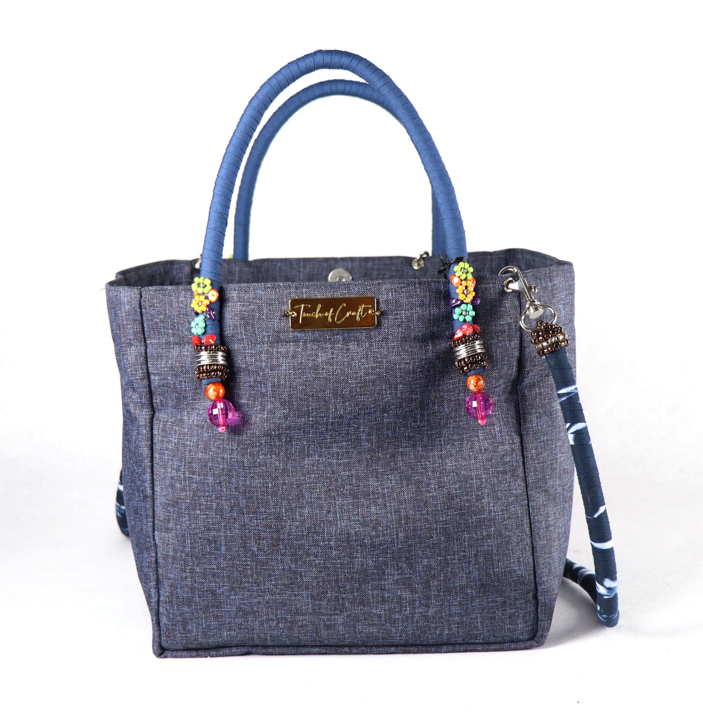 Denim Bag (Pink Tassel) - Large