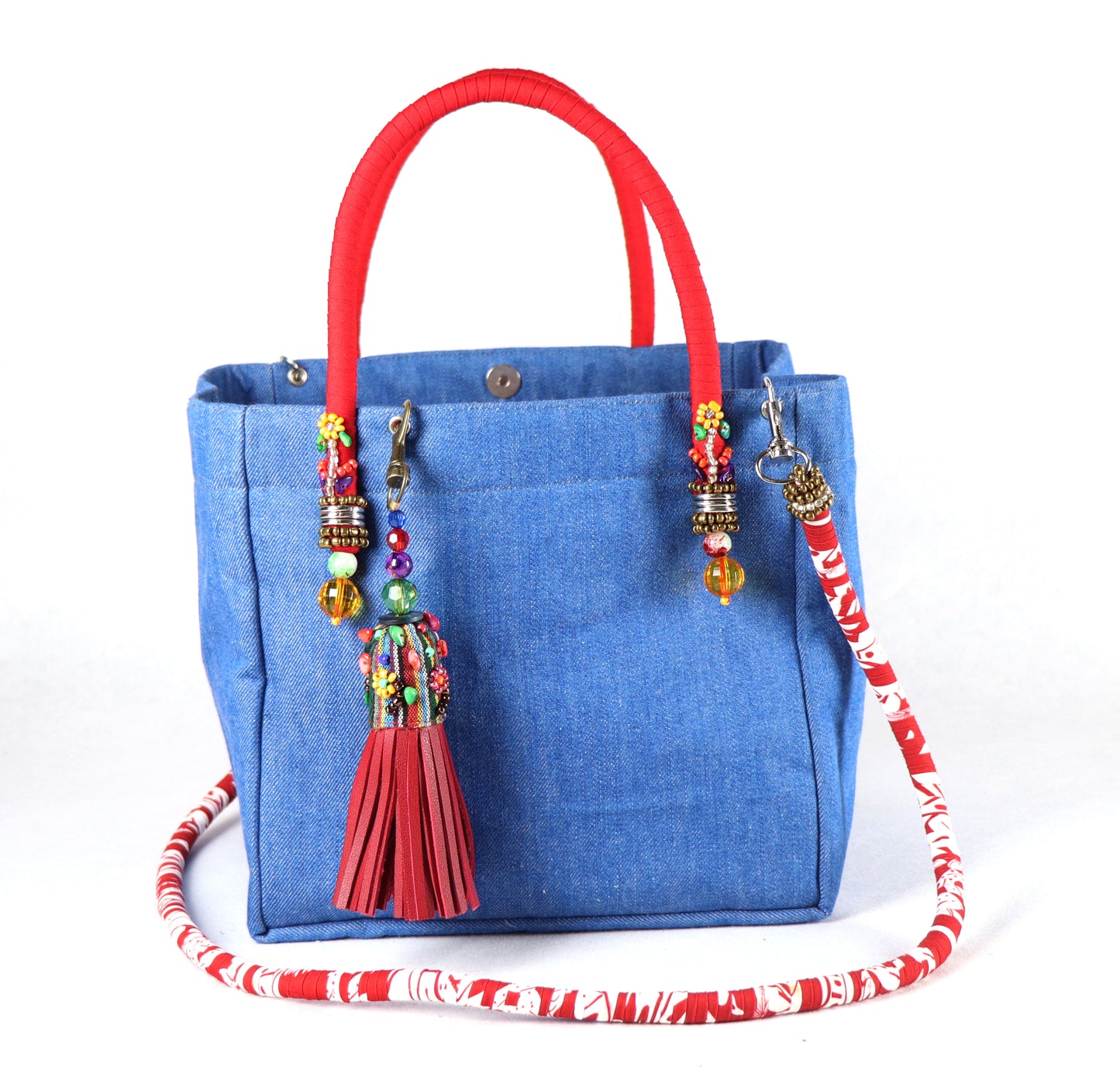 Denim Bag (Red White) - Large