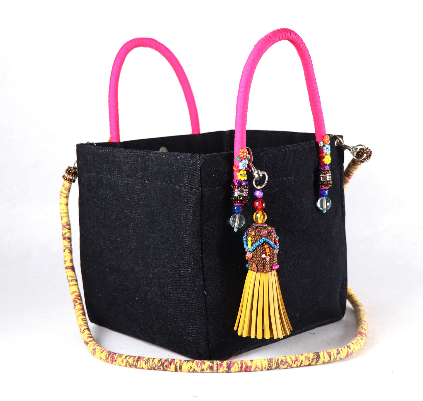 Denim Bag (Pink Yellow) - Large