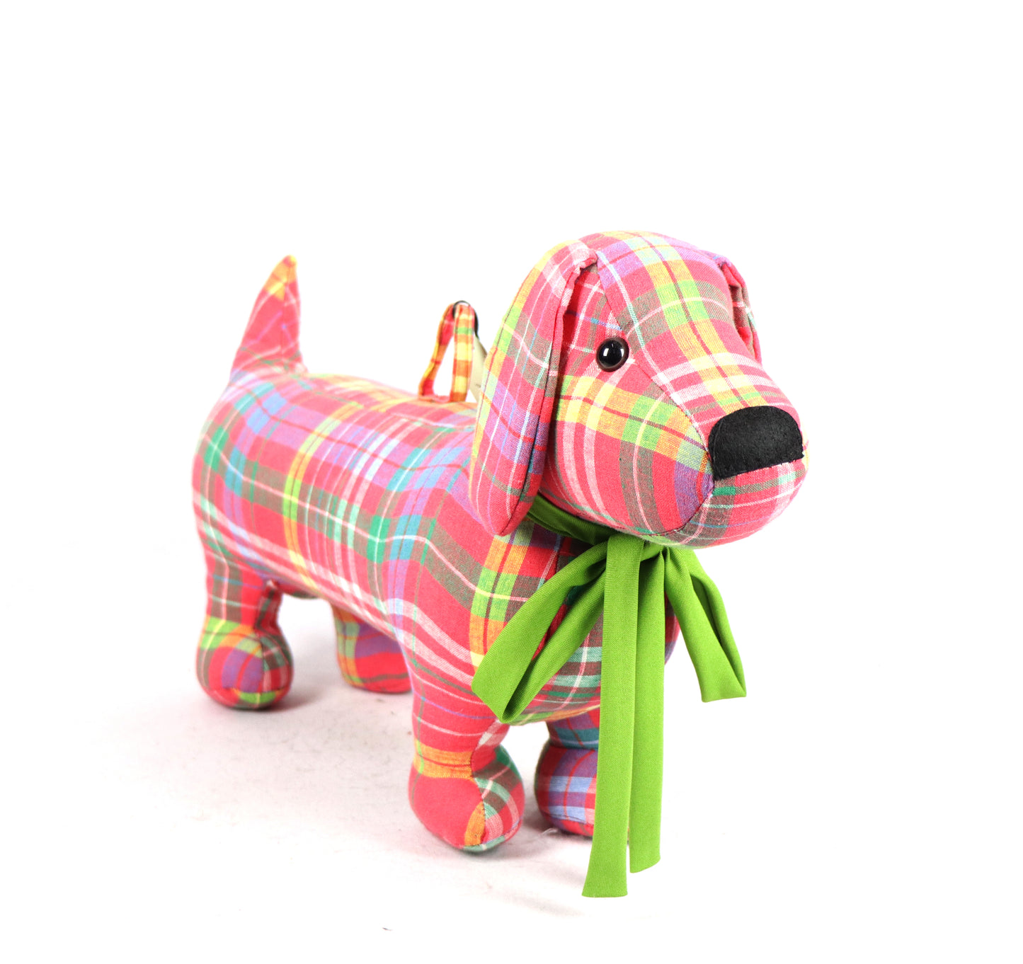 Dachshund Doorstopper - Pink Checkered