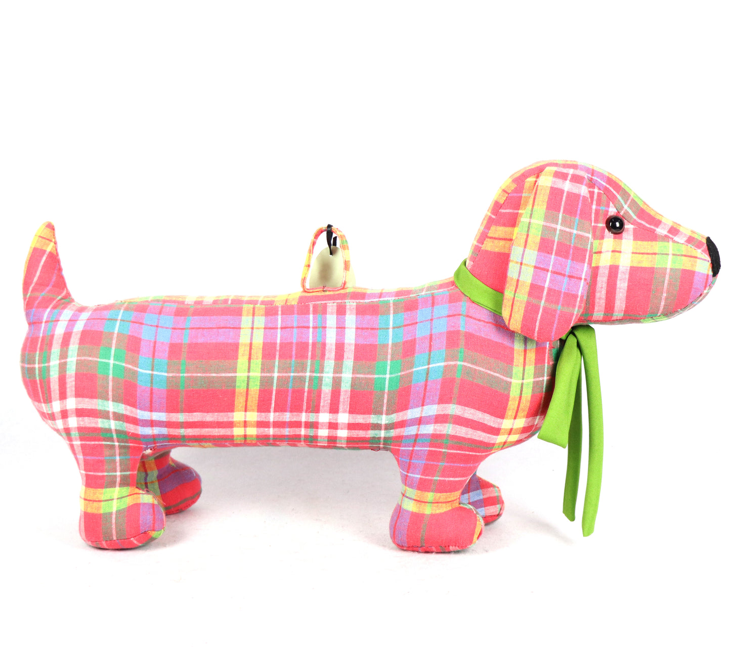 Dachshund Doorstopper - Pink Checkered