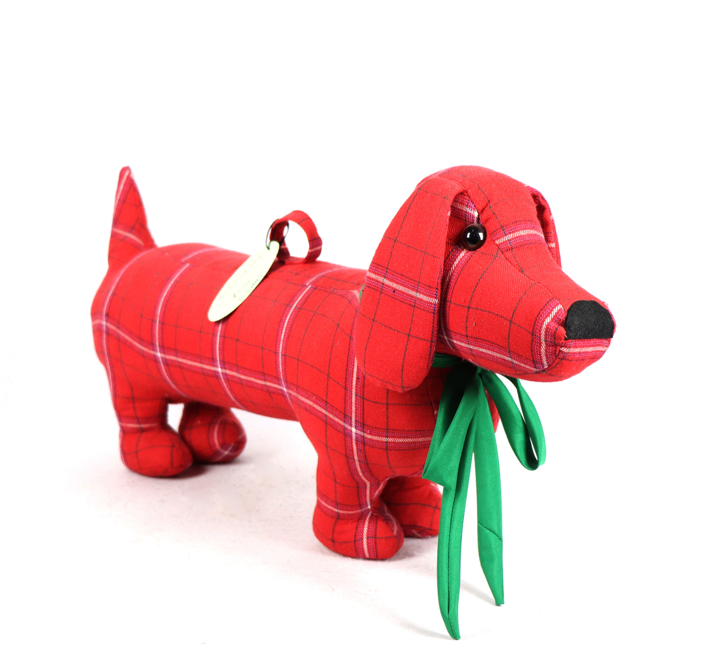 Dachshund Doorstopper - Red White Checkered