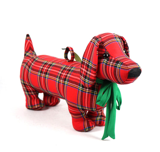 Dachshund Doorstopper - Red Checkered